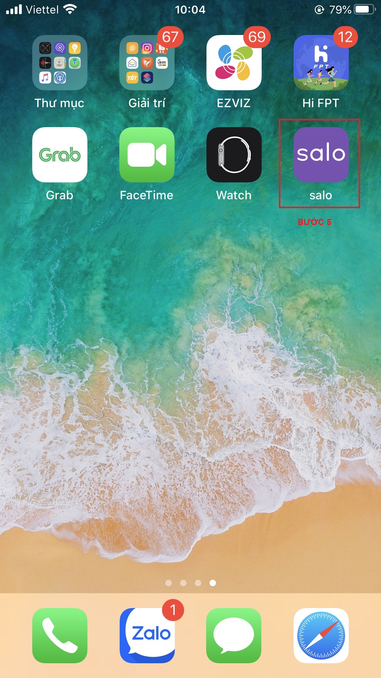 Bước 5: Ra màn hình chính của Iphone nhấn APP Salo đăng nhập và sử dụng
